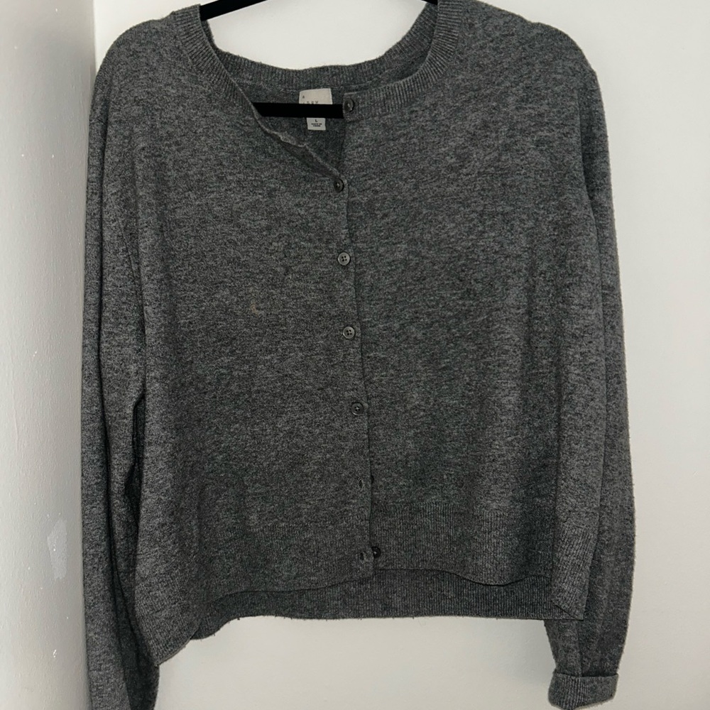a new day Gray Button-Up Women's Cardigan Sweater